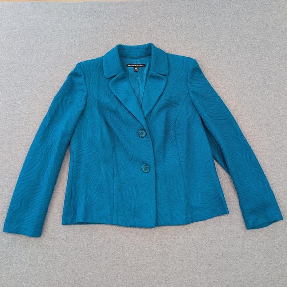 Briggs New York Blazer Size Medium Blue Textured Career Jacket Classic - Picture 1 of 6